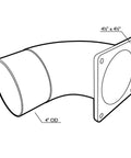 4 Inch Dust Collection Elbow Fitting With 90 Degree Bend And Square Flange Mount For Woodworking Shops And Garages, Pro Grade Durable Plastic Dust Collection System Accessory That Directs Dust From Sanders, Routers, Saws, Grinders And More in diagram view