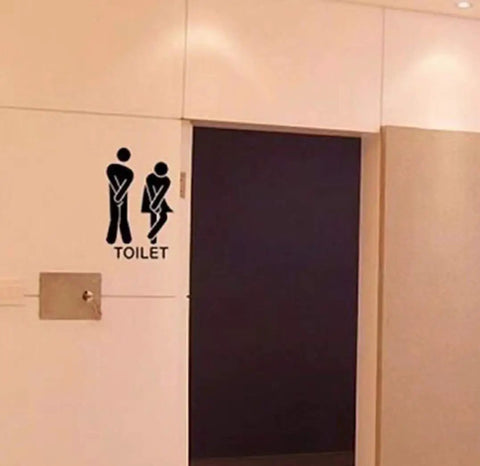 Removable Man And Woman Washroom Sign For Restroom Door Sticker DIY Wall Decor Dope Toilet WC Sign Black Finish on Door
