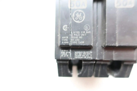 Close-up of THQB2150 2 Pole 50 Amp Molded Case Circuit Breaker for 120/240V AC Heavy Duty Electrical Breaker UL Listed