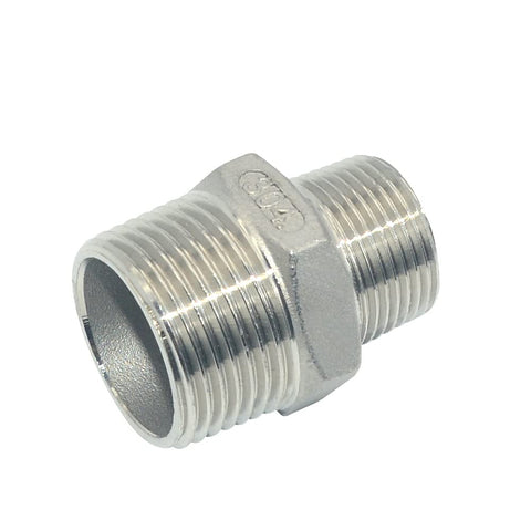 1 Inch To Three Quarter Inch Male Hex Nipple Threaded Reducer Connector Pipe Fitting Adapter Stainless Steel 304 NPT High Pressure