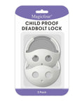 Packaging of 2 Pack Child Proof Deadbolt Lock For Doors, Easy One Hand Operation, Universal Size Fits Most Deadbolts