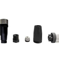 M12 4 Pin A Code Female Connector Field Wireable Adapter 12mm IP67 parts layout for PG7 cable, showing rugged industrial grade connector