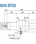 Technical drawing of Heavy Duty Cnc Speed Increasing Powerhead With Quick Change Tool Holder And Silent Water Cooled Motor dimensions.