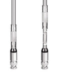 Close-up of Wideband 20-1300MHz Police Scanner Antenna, 8-Section Telescopic 50 Ohm BNC Male Connector, metal finish details