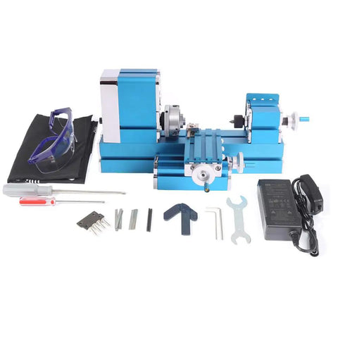 Mini Metal Lathe Machine CNC DIY Tool For Benchtop Wood Lathe And Metalworking Hobbyist Science Education Model Making AC110V 50 60 Hz Compact Benchtop Lathe For Turning Drilling Boring And Threading
