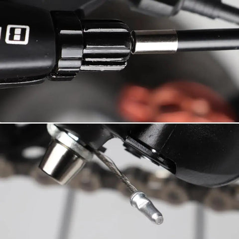 Close-up of 50 Pack Bike Cable End Caps and Brake Cable Ends Aluminum Alloy Crimps for quick repairs on a bike