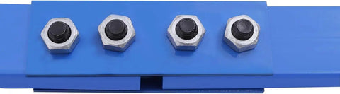 Heavy Duty Machinery Transport Skates Featuring Carbon Steel Frame And 360 Swivel Pu Casters For Smooth Gliding Operation With Rock Solid Stability That Slides Anywhere Without Sweat Handles Up To 4409 Lbs For Warehouse And Job Site Tasks close-up of bolts on the blue frame.