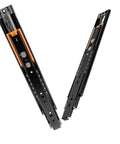 Three Section Drawer Runners With Damping And Soft Close, Full Extension 45cm Ball Bearing Slides, black close-up view.