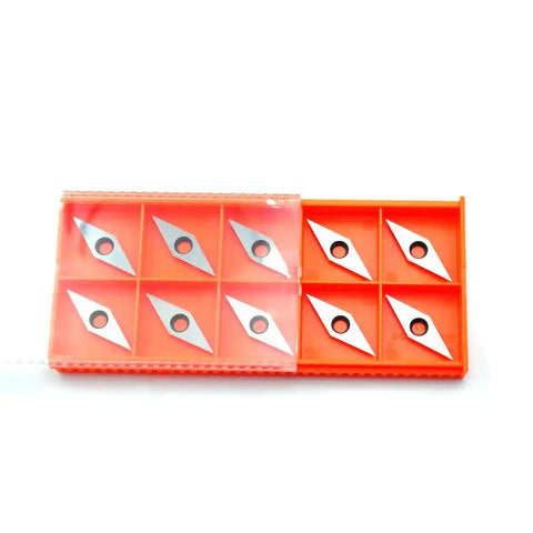 Sharp As A Tack Diamond Carbide Replacement Cutters For Wood Lathe Turning and Shop Detailing, pack of ten precision blades.