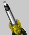 Heavy Duty 10 In 1 Multi Bit Screwdriver Nut Driver With Interchangeable Shafts And Six Universal Tips close-up of interchangeable tip