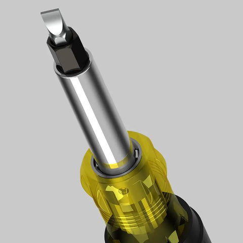 Heavy Duty 10 In 1 Multi Bit Screwdriver Nut Driver With Interchangeable Shafts And Six Universal Tips close-up of interchangeable tip
