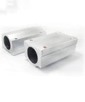 Two silver aluminum linear motion bearing slides with black inner bore for CNC/3D printer parts
