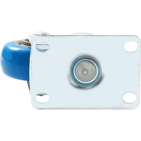 Top view of 8 Pack 3 Inch Swivel Caster Wheels With Plate No Brake Heavy Duty Blue PU Wheels And Heavy Duty Screws For Carts Dollies