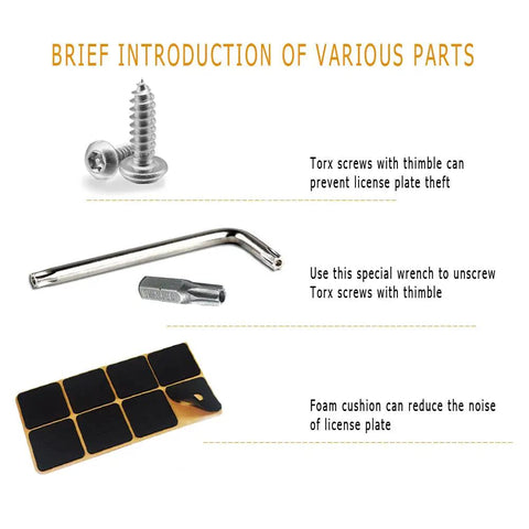 Tough As Nails Anti Theft License Plate Screws Featuring Tamper Resistant M6 Security Bolts In Rust Proof 304 Stainless Steel parts overview