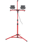Daylight Bright Dual Head LED Work Light With Adjustable Foldable Tripod Stand 5000 Lumen 5000K Color Temperature IP65 Waterproof