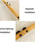 Adjustable Pine Wood Curtain Rod And Railing Support Kit For Indoor Outdoor Wall Mount Deck Patio Balcony Hardware Heavy Duty No Sweat Assembly Smooth Finish showing separate and inclined splicing installation methods.
