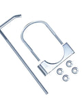 4 Piece Universal Exhaust Clamp With Hanger Fits 2.5 Inch Exhaust Pipe, bolt and hangers visible, heavy duty zinc coated.