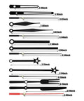 Various clock hands for DIY Quartz Clock Movement With Illuminated Hands For Wall Clock Restoration And Repair, size labeled.