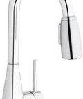Avado Chrome Single Lever Pull Down Spray Faucet With Low Flow ADA Compliant Lead Free NSF Certified Solid Brass Waterways