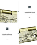 Straight Up Mini Vintage Brass Cabinet Hinge With Antique Drawer Catch For Wooden Furniture Restoration close-up details