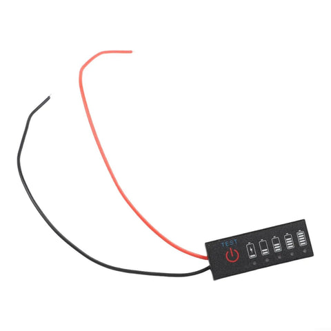 Straight Up Led Battery Voltage Gauge 5V To 21V With Five Bright Lights To Check Lithium Cells And EV Packs While Dropping The Lowdown On Charge Percentages Quick And Easy, showing LED indicator with red and black wires.