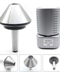 Bull Nose Live Center For Lathe MT3 Morse Taper 75 Degree Hollow Turning Alloy Steel Shaft, view of front and side