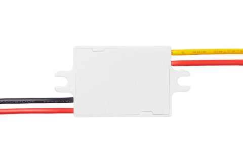 Miniature 12V To 5V Buck Converter Module, 3A 15W Waterproof DC To DC Power Supply, input cables visible