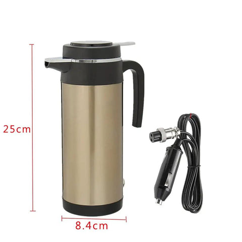Boss 12V Car Truck Electric Heating Kettle Vacuum Stainless Steel Coffee Pot Water Heater Flask with Cigarette Lighter Plug.