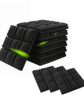 Heavy Duty 10 Pack Soundproof Acoustic Foam Panels 2X12X12 Inch Non Adhesive Wedge Tile Set stacked for sound treatment.