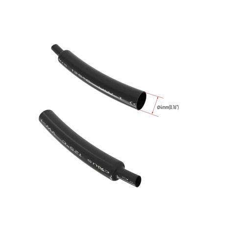 Close-up of 40 Pieces Heat Shrink Tubing Kit 4mm Diameter 40mm Length 2 To 1 Shrink Ratio Black Polyolefin Electrical Tubing