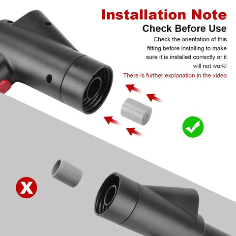 Installation note for Heavy Duty High Pressure Toilet Plunger With Barometer and Extra Long Handle showing correct fitting orientation.
