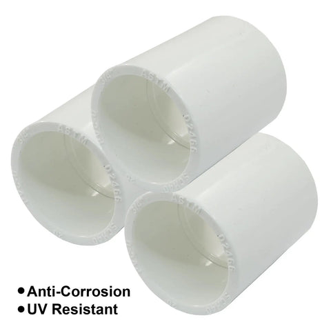 Beefy Three Quarter Inch PVC Pipe Coupling Connector Slip Socket Fitting For Quick No Fuss Install In Home Or Industrial Plumbing White