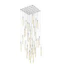 Premium Sleek Modern 36 Light Chrome Ceiling Pendant delivering big time glam with genuine crystal drops for indoor home decor Weston Collection.