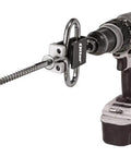One Hand Ice Anchor Driver Tool For Quick Snap Anchors attached to cordless drill, steel construction