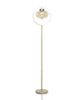 Gold Metal Floor Lamp With Hanging Glass Shade For Living Room, Tall 65 Inch Standing Lamp, Contemporary Modern Design