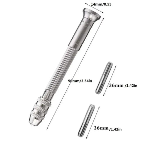 Straight Up Killer Pin Vise With Sleek Reversible Steel Collets, 90mm long, holding tiny bits for precision DIY work.
