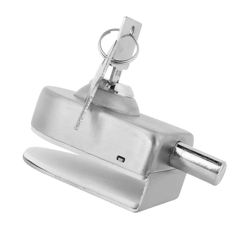 Rock Solid Glass Door Lock Featuring Corrosion Resistant Satin Nickel Twist Handle Heavy Duty Floor Latch For Sliding Panels 10 To 12 Mm Thick