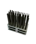Rocking This Ultimate 28 Piece Steel Transfer Punch Set For Machining Pros That Hits Every Size From 3/32 To 1/2 Inch Plus The Rare 17/32 Fitment, Crafted From Heat Treated Tooling Steel To Nail Precise Layout Work In Any Heavy Duty Shop Without Breaking. 28-piece black oxide steel transfer punch set in rack, 3/32 to 1/2 in plus 17/32