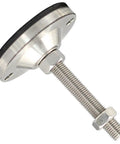 Heavy Duty Adjustable Furniture Leveling Feet Pair Thick Carbon Steel Threaded Base Stabilizer close-up view of threaded base and rubber grip.
