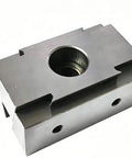 One Piece M8 Double Sided Clamping Block For CNC Machining Quick Swap Jaw Fixture Wide Base Setup Delivers Knockout Stability With 35 To 39 Mm Range And Heavy Duty Shop Grade Performance Built Tough showing a close-up of a steel clamping block.