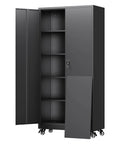 Beefy 75 Inch Rolling Metal Garage Storage Cabinet With Locking Doors And Adjustable Shelves Heavy Duty Steel Tool Cabinet