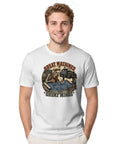 Vintage Mechanical Blueprint Tees Distressed Auto Diagram Gift Gearhead Shirts For Garage Makers And Car Enthusiasts Worn Precision Parts Art worn by a man.