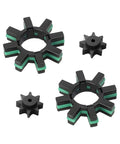 2 Pack Power Steering Motor Shaft Damper Kit Top Shelf Replacement To Smooth Out That Wobbly Front End Durable Rubber And Plastic Parts For 4525428040 in black and green color.
