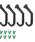 Rustic Cast Iron Wall Mount Coat Hooks Set Of 4 For Entryway, with screws and anchors included, farmhouse style design