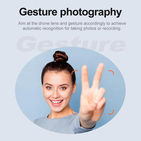 Person demonstrating gesture control for 8K Aerial Drone With 3 Cameras Brushless Power Intelligent Obstacle Avoidance Trajectory Flight Optical Flow Hover Gesture Photography 50X Digital Zoom One Key Takeoff And Landing 360 Degree Stunt Roll Easy For Adults And Beginner Friendly.