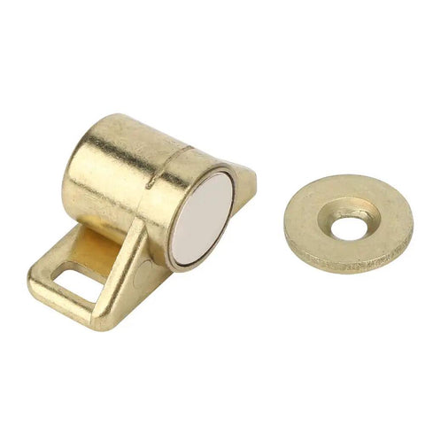 Super Cool Keenso Magnetic Door Catches 4 Sets Zinc Alloy Gold Antique Finish For Kitchen Cabinet Wardrobe And TV Drawer Strong Hold No Shake - close-up of magnetic catch and plate.