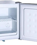 Rock Solid Zero Degree Upright Freezer In Crisp White Delivering A Roomy 1.1 Cubic Foot Storage Win, open door revealing interior shelf.