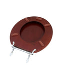 Cherry Finish Wooden Toilet Seat With Chrome Hinges And Non Slip Bumper For Round Toilets Durable Hardwood Comfort Tarnish Resistant