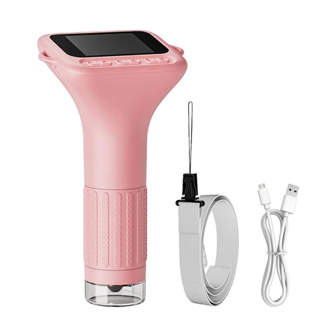 Portable Handheld Microscope For Kids With High Magnification, pink lightweight design with display, strap, and USB cable