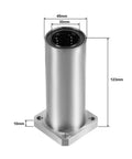Beefy Extra Long Square Flange Linear Ball Bearing Bushing 30mm Bore, 45mm OD, 123mm Length, Dual Sealed Sides, front view